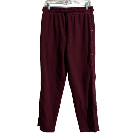 Forever 21 Burgundy Side Snap Joggers Size Large - Picture 1 of 4